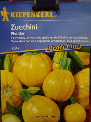 Zucchini 'Floridor', kugelrund, goldgelb