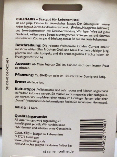 Tomate Golden Currant Wildtomate