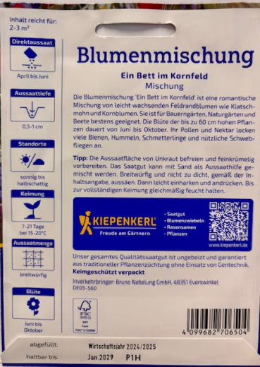 Blumenmischung 'Ein Bett im Kornfeld'