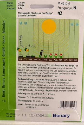 Gazanie Daybreak F1 Red Stripe Mittagsgold Gazania spledens