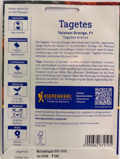 Tagetes Taishan Orange F1 Tagetes erecta