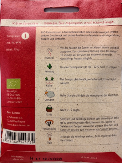 Keimsprossen Adzukibohnen