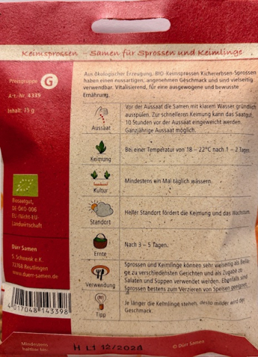 Keimsprossen Kichererbsen