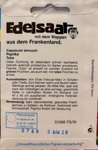 Paprika, roter Spitzpaprika 'Tuba'