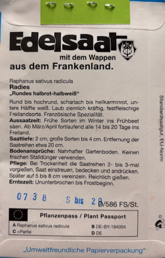 Radies "rundes halbrot-halbwei�"