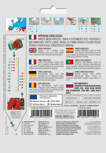 Paprika, roter Spitzpaprika 'Corno Rosso' - rotes Horn