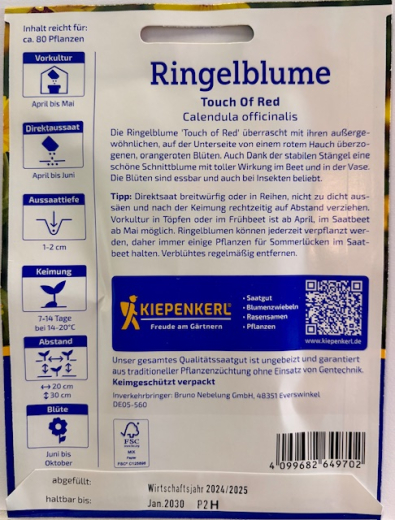 Ringelblume 'Touch of Red', Calendula offcinalis
