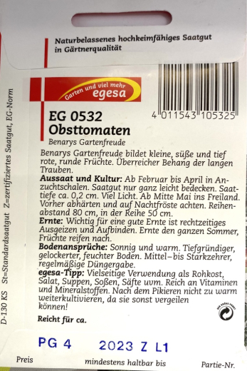 Tomate Cherry Tomate Benarys Gartenfreude