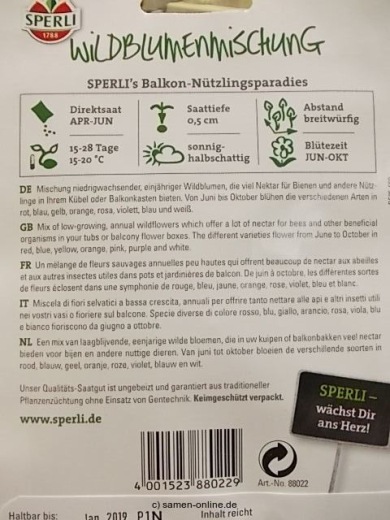 Wildblumenmischung Sperlis Balkon N�tzlingsparadies