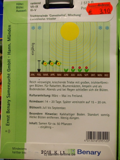 Trichterwinde Convolvulus tricolor Mischung