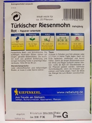 Morhn Trkischer Riesenmohn  ROT Papaver orientale